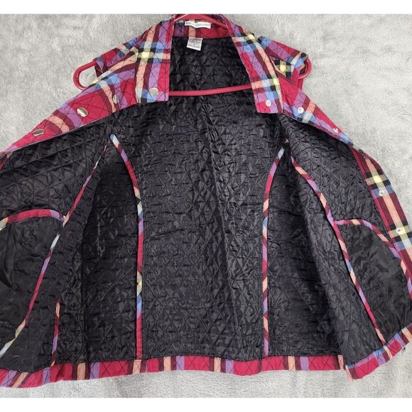 Rebecca Malone Vest Womens Medium Red Plaid Quilted Snap On Sleeveless Vintage - Picture 3 of 11